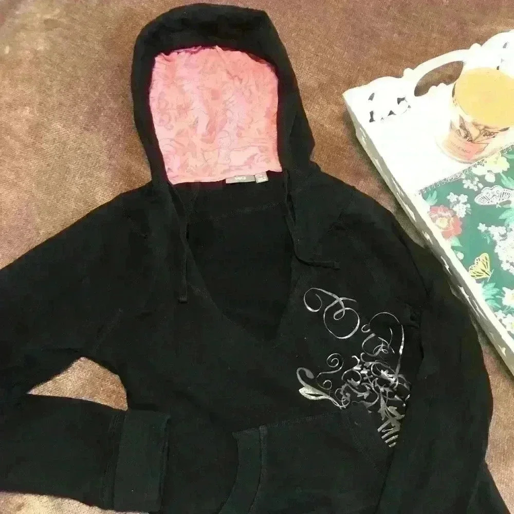 Apt 9 Black & Coral V-neck Hoodie